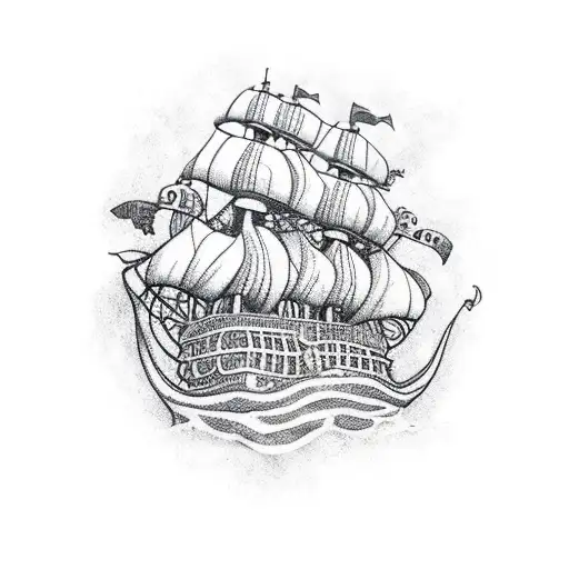 A Octopus Wrapping Around A Pirate Ship In Ocean