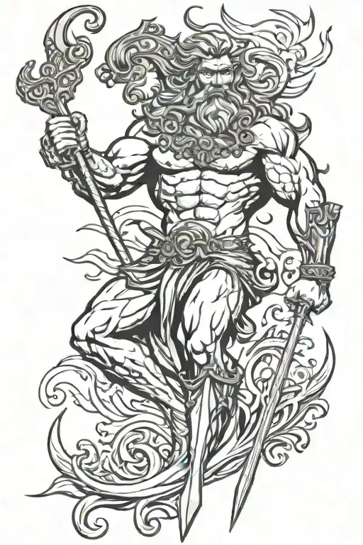 Pinup Male Poseidon Trident Sexy