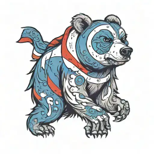 Bear With Russian Flag