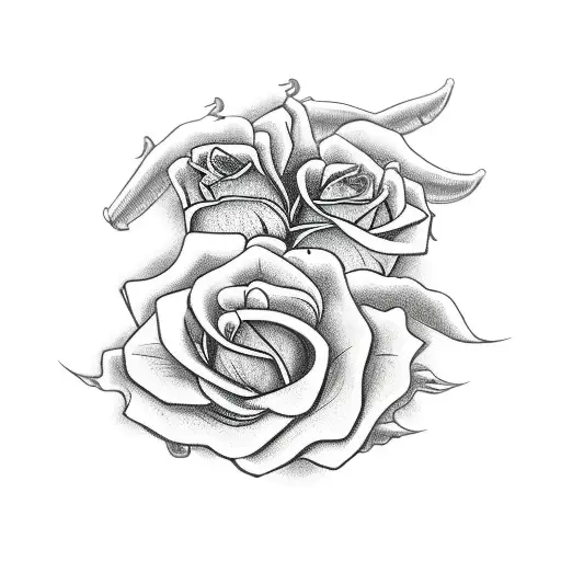 Dragon Wrapped Around 3 Roses