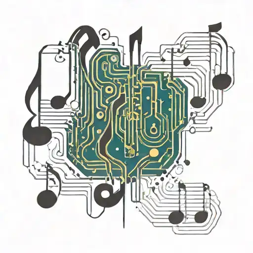 An Abstract Representation Of Music Notes Forming A Circuit Board