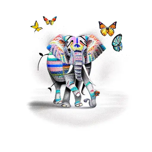 Elephant With Butterfly