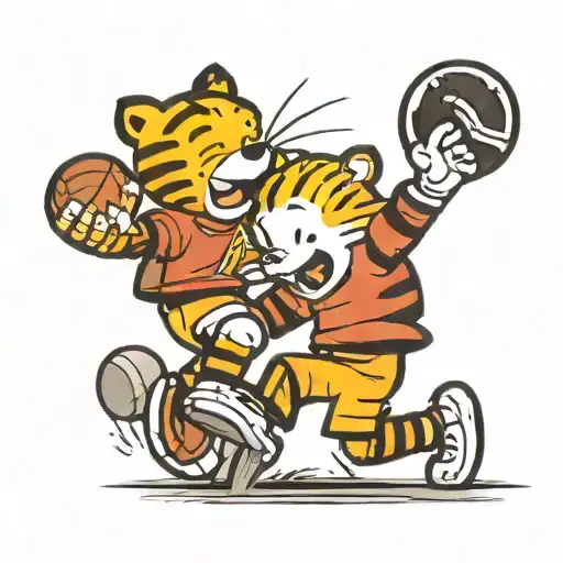 Calvin And Hobbs Playing Football