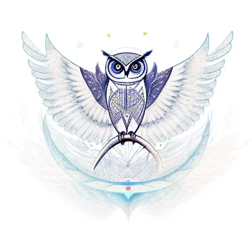An Owl With Open Wings And With Geometrical Shapes The Body And The Wings