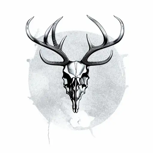 Red Deer Skull And Antlers