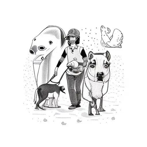 A Whimsical Illustration Of A Social Worker Helping A Group Of Animals In Need