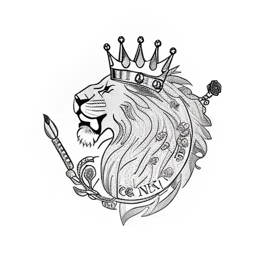 Lion With Crown And Roses Pocket Watch