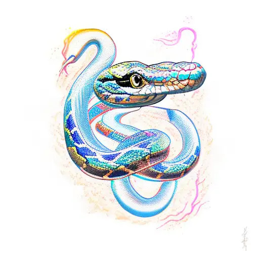 Snake Embellished By Flames