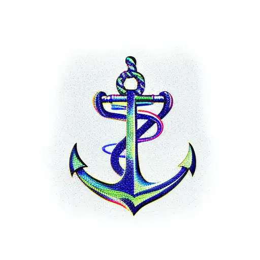 Anchor With Rope Winding In Shape Of Treble Clef