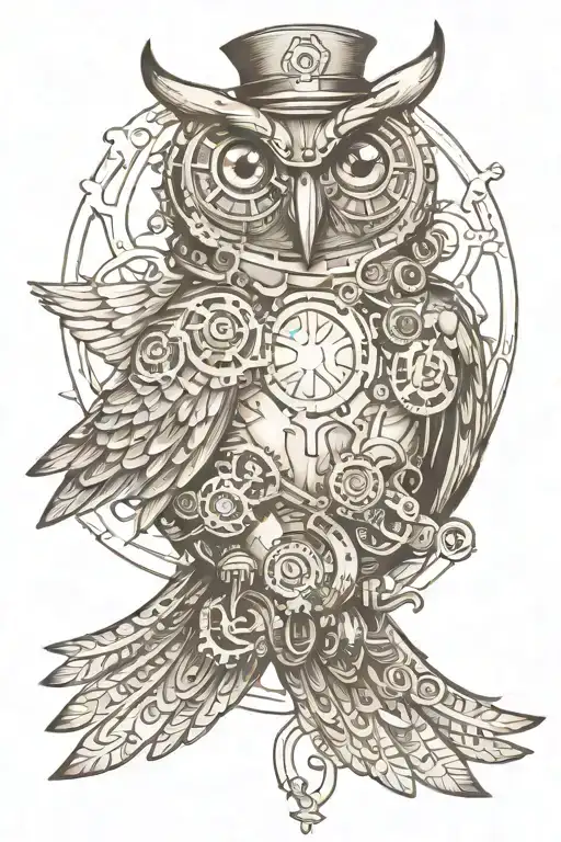 Steampunk Owl Flying