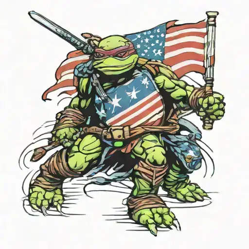 Ninja Turtle Last Ronin Distressted American Flag