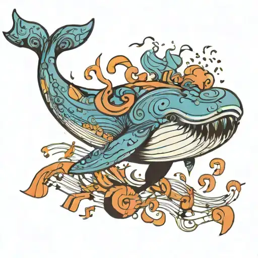 A Majestic Whale Swimming In A Sea Of Music Notes