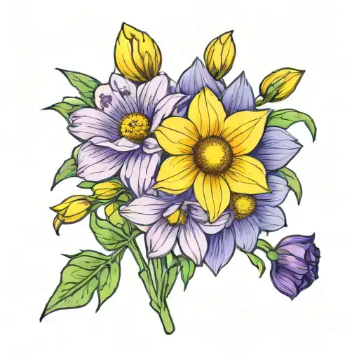 Violet Daisy Poppy Cosmo Narcissus Bouquet