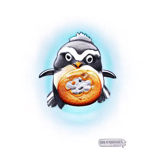 Penguin Holding A Muffin