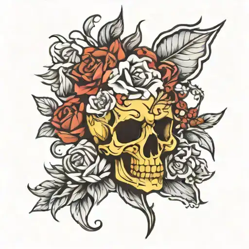 A Floral Design Incorporating Symbols Of Humanity And Psychology