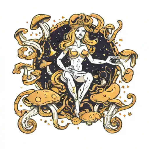 Virgo Constellation Made Of Mushrooms