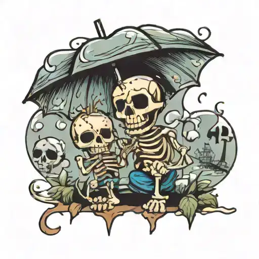 Skeleton Holding Umbrella For Kid