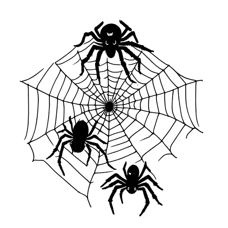 Spiderweb And Blackwidow Spider Weaving A Web