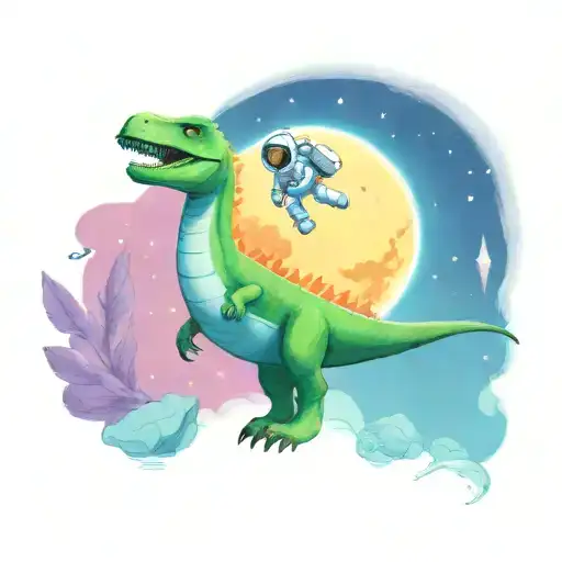 Astronaut Met Dinosaur