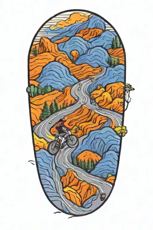 Road Cycling Up A Winding Mountain Road Towarda A Cross