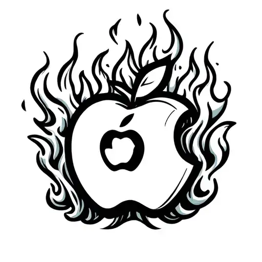 Apple On Fire Flames