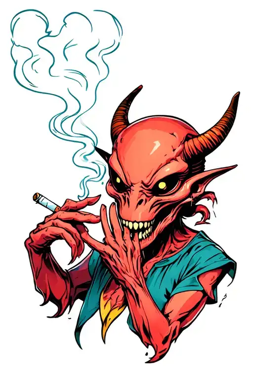 Devil Alien Smoking A Joint