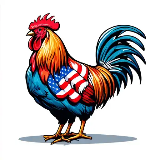 Patriotic Rooster Wearing An American Flag