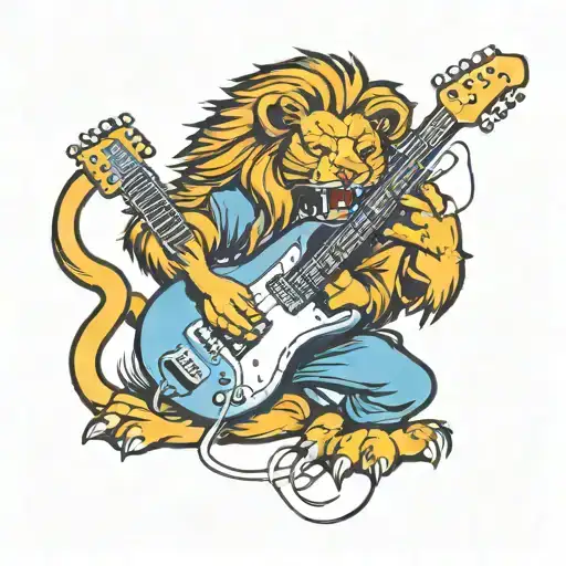 A Lion Playing An Electric Guitar