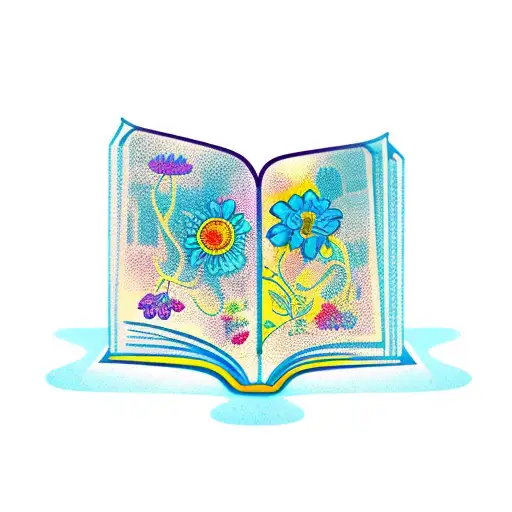 Open Book With Flowers Flowing