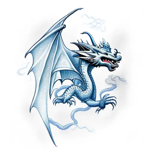 Dragon Wearing Kings Crown Flying Through Lightning