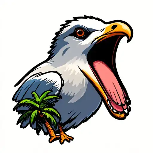 Screaming Seagull Palm Trees Sunset