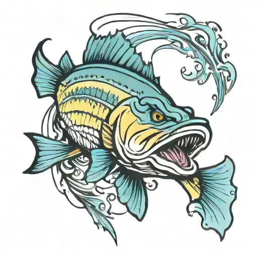 Largemouth Bass Jumping Out Of Water