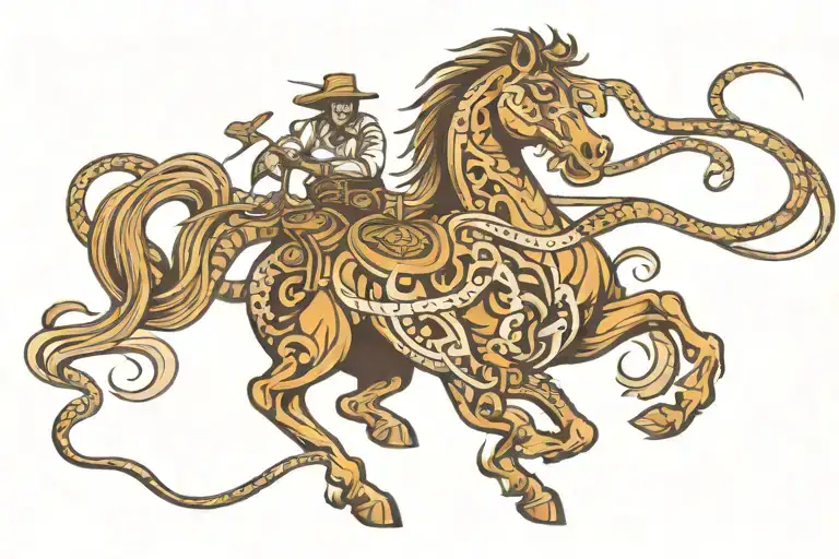 A Snake Coils Around A Galloping Horse