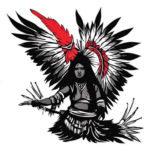 Native Jingle Dancer With Red Hands