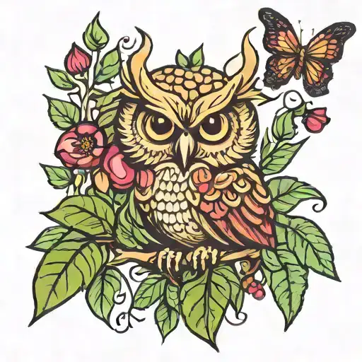 Owl Pomegranate Spear Torch Olive Tree Butterflies