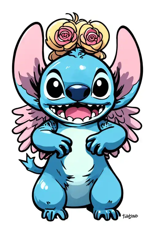 Stitch And Angel Holding Scrump