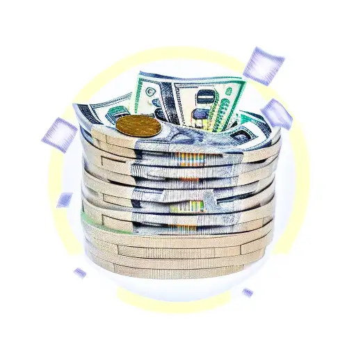 A Stack Of Money With Music Notes Cascading From It