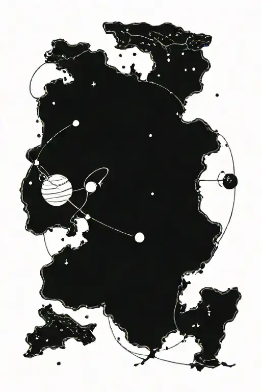 A Tattoo Of A Solar System Map With Constellations Representing Sagittarius