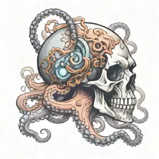 Tentacles Of Octopus Emerging From A Skull