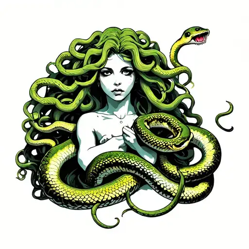 Medusa Being Strangled By One Of Her Snakes