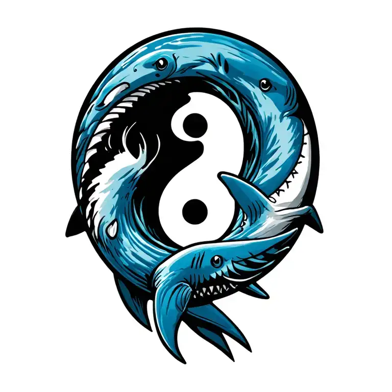 Yingyang Symbol Made With Great White Shark And A Killer Whle