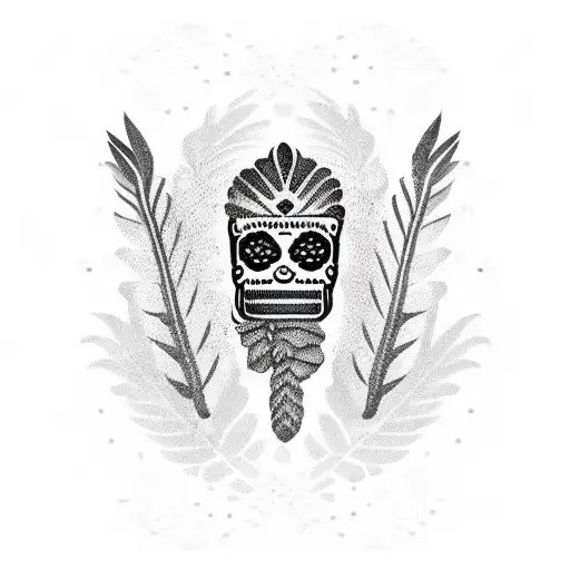 Palm Tree With Mexican Masks And Beer