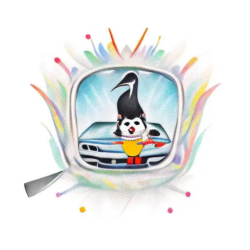 Silly Goose In A Car Holding A Knife