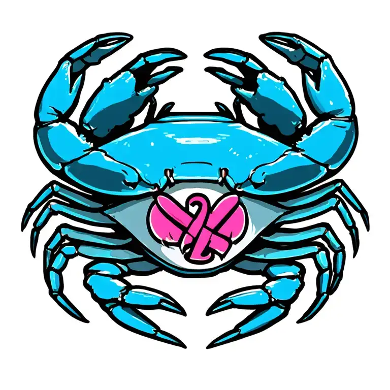 Blue Crab With Cancer Symbol On Claw And Back