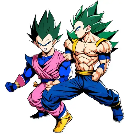 Half Vegeta And Majin Vegeta Drawing