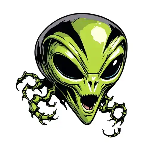 An Alien Black And Grey And Green