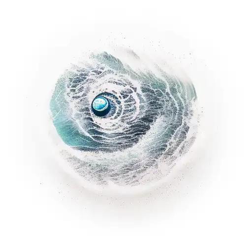 A Minimalist Tattoo Of A Wave Crashing On The Beach