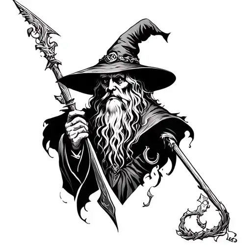 A Wizard Black And White