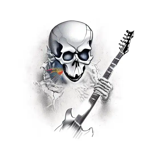 Skull Biting A Guitar