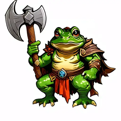 Fantasy Medieval Frog Warrior With An Axe